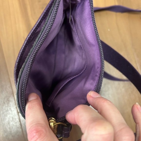 Coach Snakeskin Satin Pattern Purple Wristlet - Picture 2 of 3